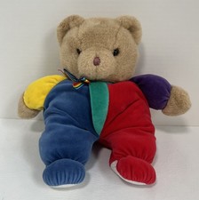 Vtg Eden Teddy Bear Velour Primary Rainbow Plush Stuffed Animal 13" Colorblock