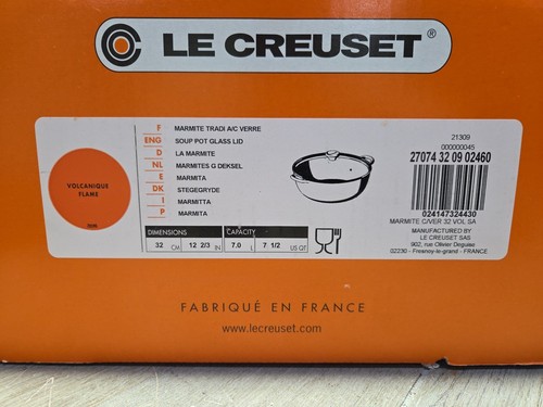 Le Creuset Chef's Oven 7.5 Qt Enameled Cast Iron Soup Pot w Glass Lid Cerise - Picture 2 of 9