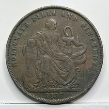 1857 Australia Professor Holloway Penny Coin - F - London Emergency Coinage