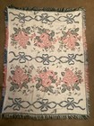 Vintage Crown Crafts Roses Woven Blanket Tapestry Cottagecore 46” x 60”