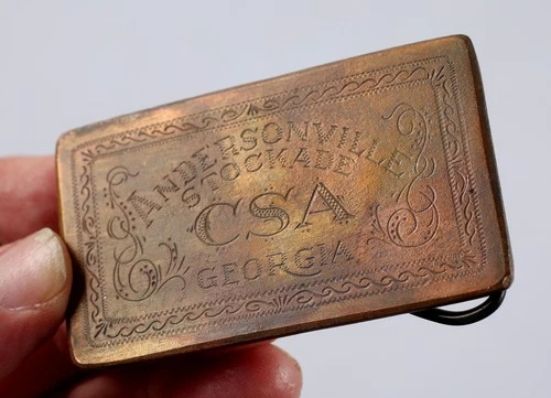 Civil War Andersonville Stockade Belt Buckle Dated 1863 Vintage Reproduction