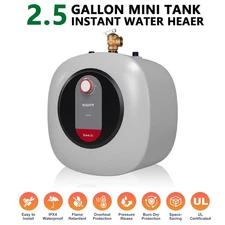 2.5 Gal Mini Tank Water Heater Under Sink Hot Water 1440W For RV Kitchen -USED