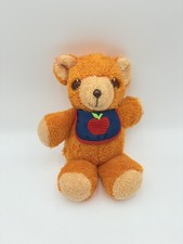 Vintage Fisher Price Plush Freddy Teddy Bear Apple Bib 1975 - 11"
