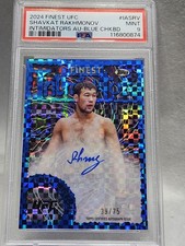 2024 Finest UFC  Blue Checkerboard Auto Shavkat Rakhmonov Welterweight PSA 9