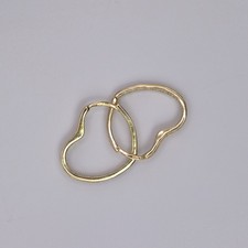 14K Yellow Gold Interlocking Double Heart Huggie Hoop Earrings High Polish 585