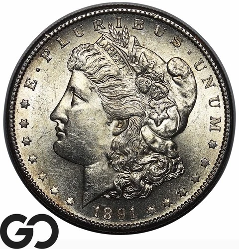 1891-S Morgan Silver Dollar Coin, Near Gem BU++