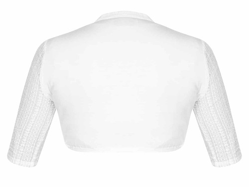 MarJo Dirndlbluse Emma Linda creme oder weiß V Ausschnitt hochgeschlossen Spitze - Bild 3 von 9