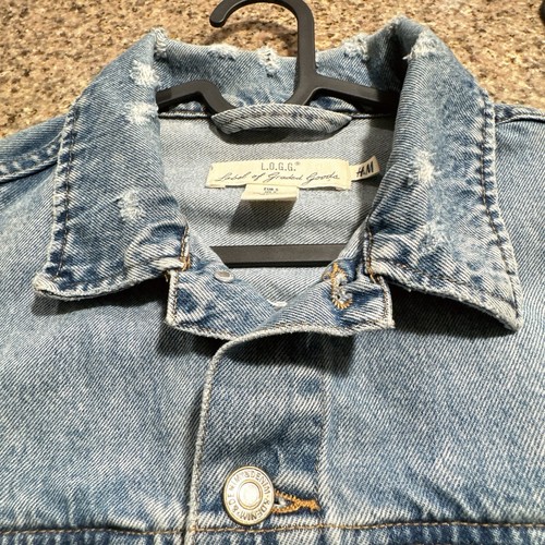 H&M L.O.G.G (Label of Graded Goods) Distressed Denim Jean Jacket S - Picture 3 of 5