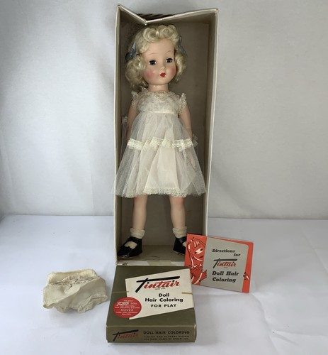 Vintage 1951’s Tintair Doll W/ Hair Color Play Set & Box 7579 Pink Effanbee Doll - Bild 2 von 20