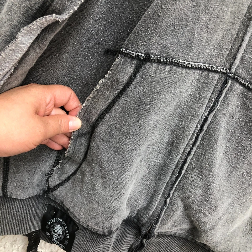 Speed and Strength Hoodie Large Adult Gray Full Zip Armor Motorcycle Biker Mens - Image 3 of 4