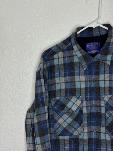Pendleton Limited Edition Beach Boys Wool Board Shirt Large Blue Plaid *See Pics - Picture 2 of 22