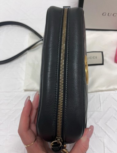 Gucci GG Marmont Small Matelasse Shoulder Bag - Black - Picture 4 of 10
