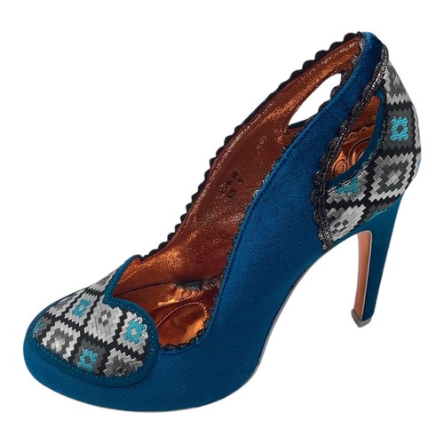 Poetic Licence Womens Teal Siren Velour High Heel Court Shoes Size UK 5 New - Picture 4 of 10