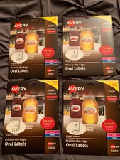 4 Avery Oval True Print to the edge Labels 2 x 3 1/3 Glossy White 80/Pack #22820
