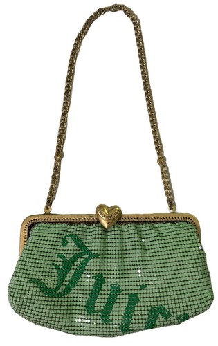 Y2K McBling Juicy Couture grün Kettenhemd Glieder Netz Mini Tasche Clutch Handtasche RAR - Bild 1 von 15