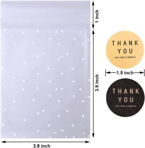 Self Adhesive Cookie Bags Cellophane Treat Bags, White Polka Dot Plastic Pastry - Picture 3 of 12