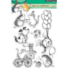 BIRTHDAY Time To Celebrate Penny Black Clear Rubber Stamp Set 5"X7" 30-414 New