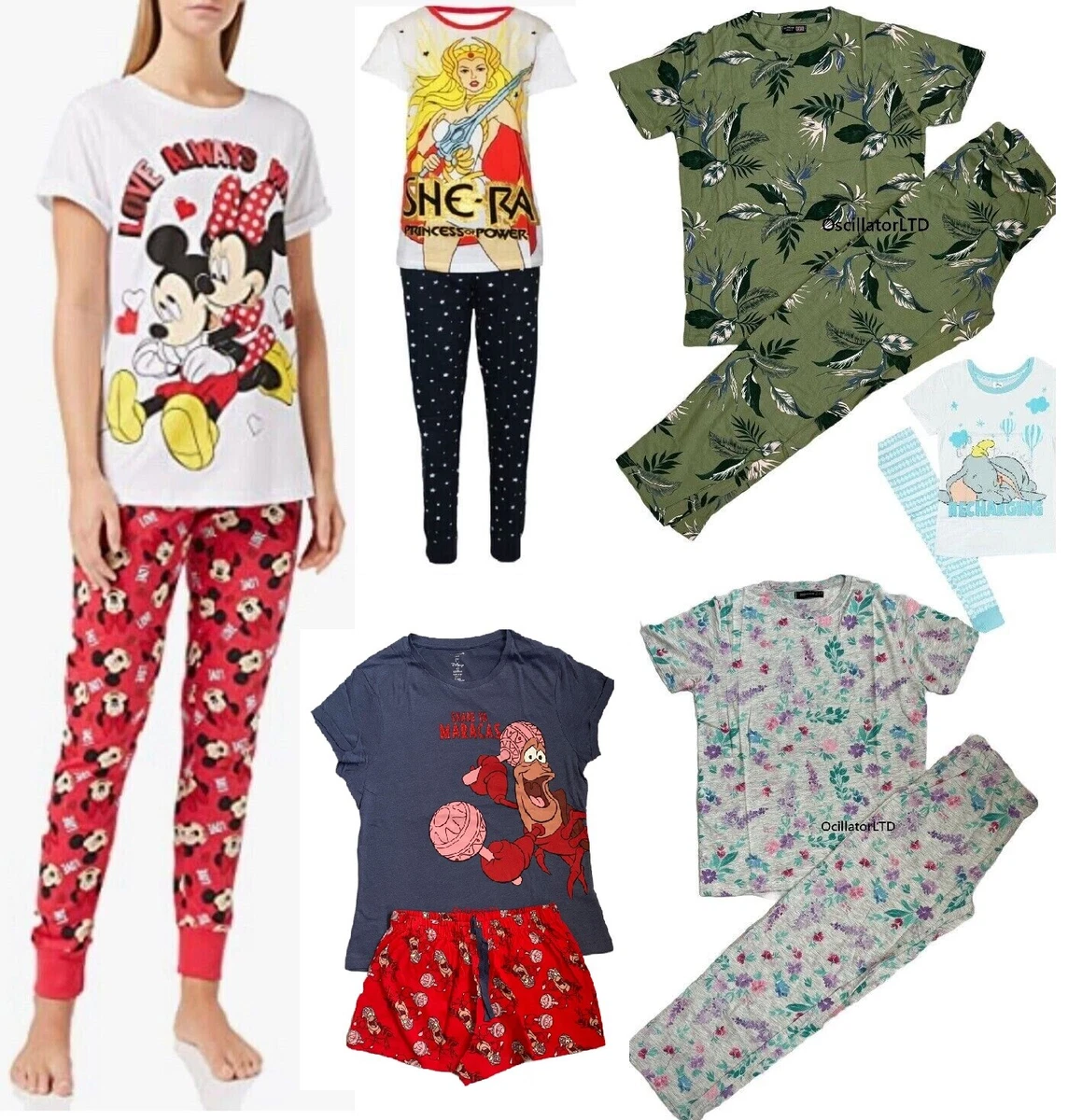 EX STORE Ladies Womens Characters Cotton Pyjamas Set Nightwear cotton Loungewear