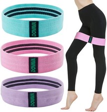 Fabric Heavy Resistance Loop Band Set of 3 Exercise Workout Gym Legs and Butt