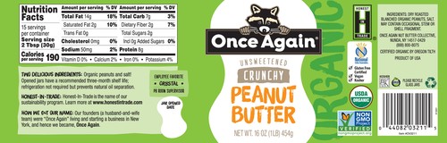 Once Again Organic, Crunchy Peanut Butter, Salted, Unsweetened, 16oz Jar - Bild 3 von 3