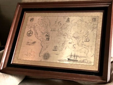 Royal Geographical Society Silver Map Framed -   RARER LARGE 27" X20"