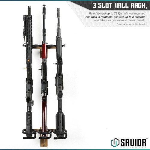 SAVIOR Vertical 3 Gun Rifle Wall Mount Rack Carbine Shotgun Hook Hanger Display - Picture 2 of 7