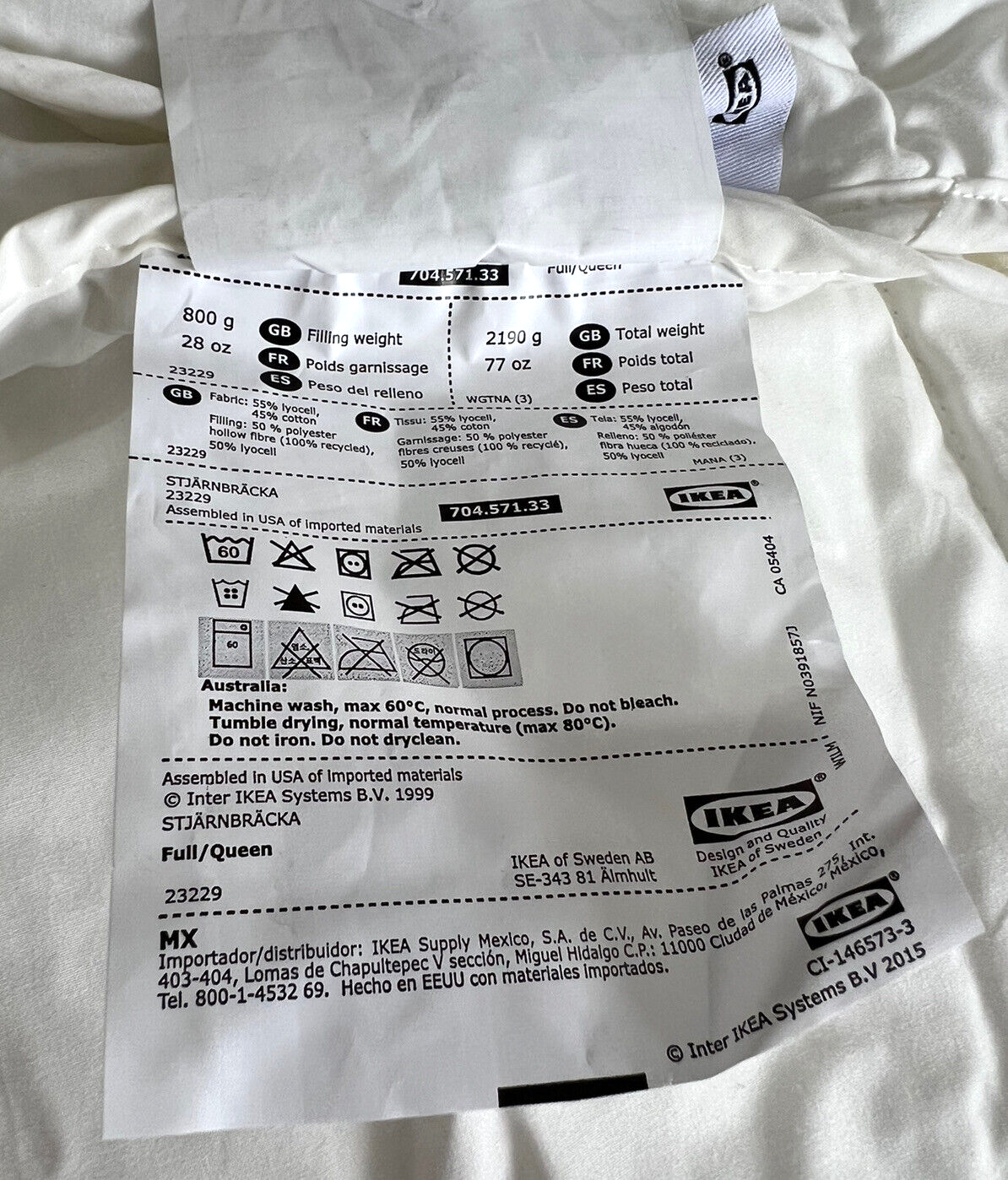 IKEA STJARNBRACKA Comforter Light Warm Full/Queen 704.571.33 Open Box | eBay