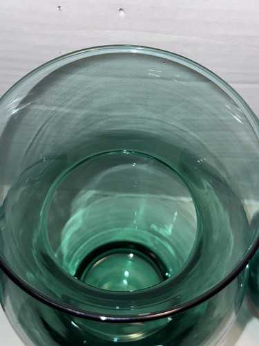 3 Pc Vintage Lot Indiana Glass Teal Emerald Blue-Green Depression Glass Vases - Picture 6 of 15