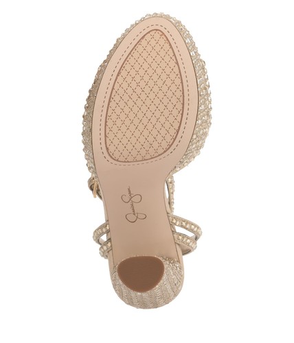 Jessica Simpson Women's Iralin Rhinestone Platform Sandals, Champagne, 5 - Picture 3 of 6