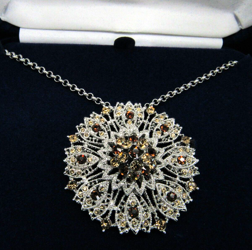 CAMROSE & KROSS JACQUELINE KENNEDY ROSE WINDOW PIN BROOCH PENDANT NECKLACE NIB - Picture 7 of 14