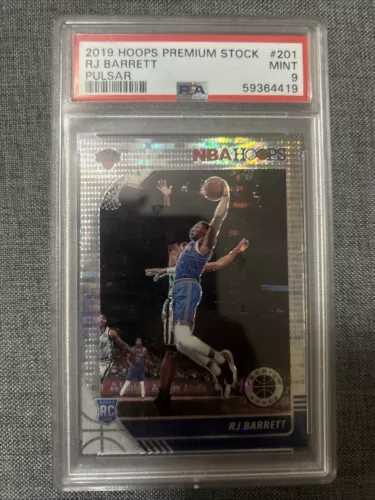 2019 NBA Hoops Premium Stock Pulsar #201 RJ BARRETT Rookie Card PSA 9 Mint RC
