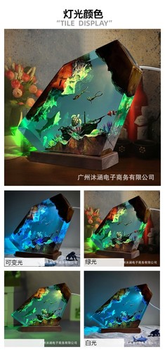 Great White Shark and Turtle Couple Diver Resin Wooden Lamp Gift Birthday Gift - Picture 8 of 11