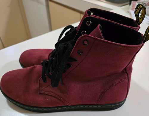 Dr Doc Martens ALFIE Shoreditch Maroon Red Canvas Combat Boots Shoes Mens US 13 - Picture 5 of 9