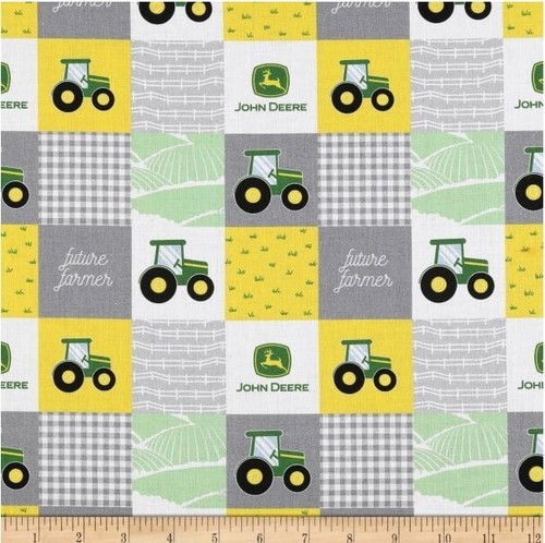BTY John Deere Nursery Tractor Logo Patchwork Cotton Fabric 76482 By The Yard - Picture 2 of 2