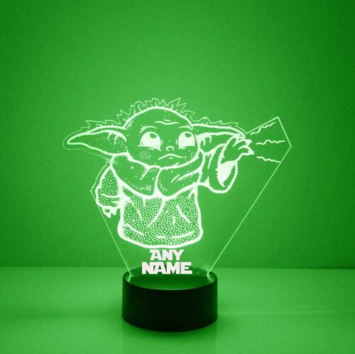 Baby Yoda Personalized FREE Star Wars LED Night Light Lamp + Remote - Picture 6 of 8