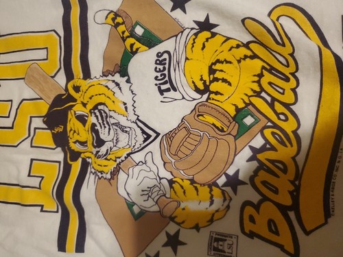 AMAZING VINTAGE 90ER LSU TIGERS COLLEGE WORLD SERIE PUFF DRUCK SHIRT HERREN LARGE - Bild 6 von 9