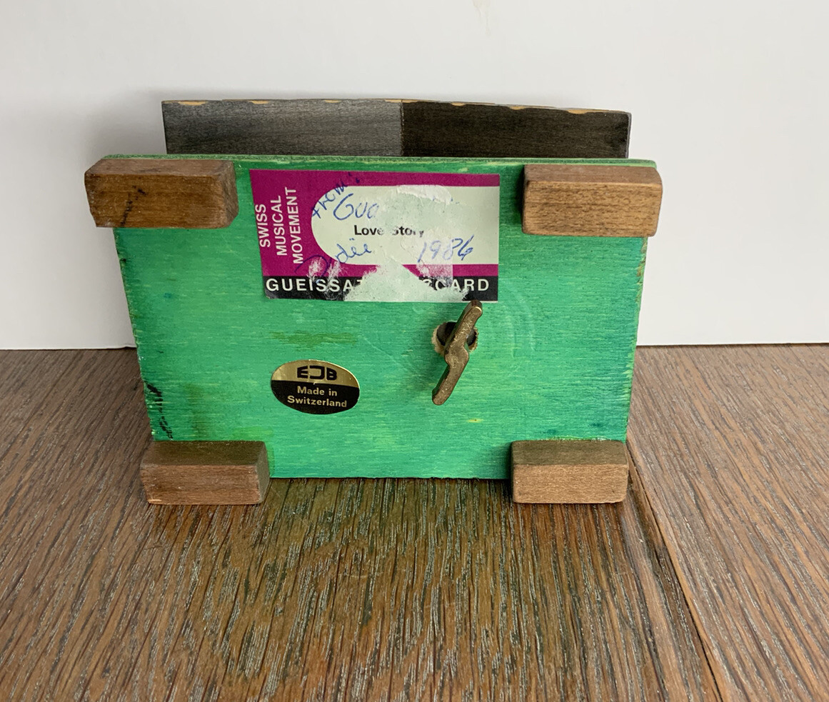 Vintage EJB Wooden House Music Box Cottage Chalet Cabin Swiss Musical