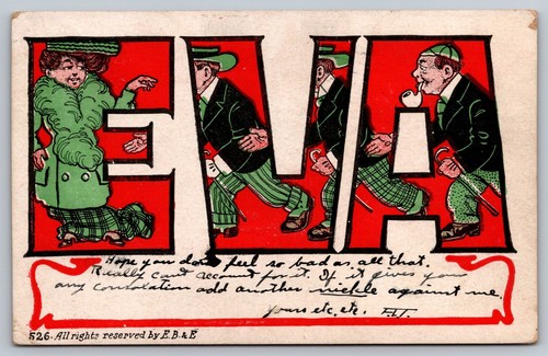 EVA NAME COLUMBUS OHIO 1909 POSTCARD - Picture 1 of 2