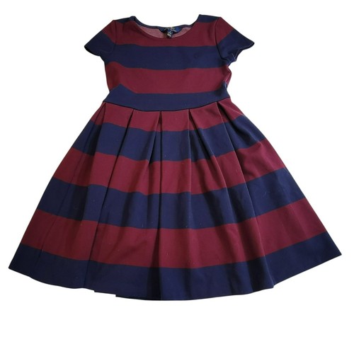 Polo Ralph Lauren Drfess, Girls M (8/10),Classic Red & Blue Strips, Pleated, GUC - Picture 4 of 13