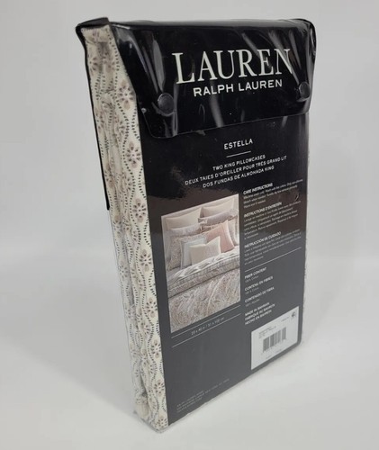 Ralph Lauren Estella Trellis Two King Pillowcases Cream MulticolorNew NWT $170 - Picture 5 of 14