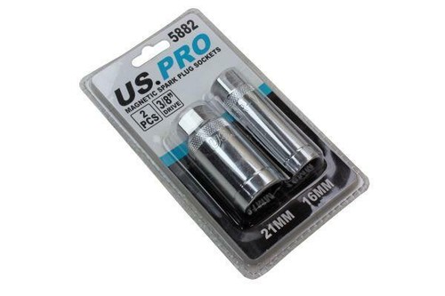 US PRO Tools 2pc 3/8" DR Magnetic Spark Plug Sockets 16 & 21mm 5882 - Bild 4 von 4