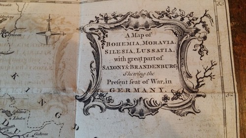 1756 ANTIQUE COPPER PLATE MAP BOHEMIA MORAVIA SILESIA - BATTLE OF LOBOSITZ - Picture 2 of 11
