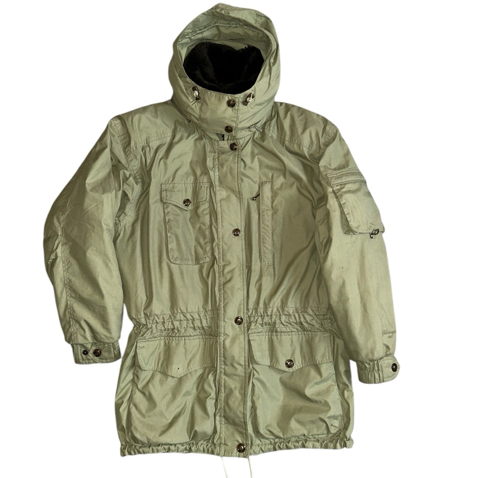 Obermeyer SageGreen Timeless W/Fur Winter Ski Snow Jacket Size 8 Vintage 90s