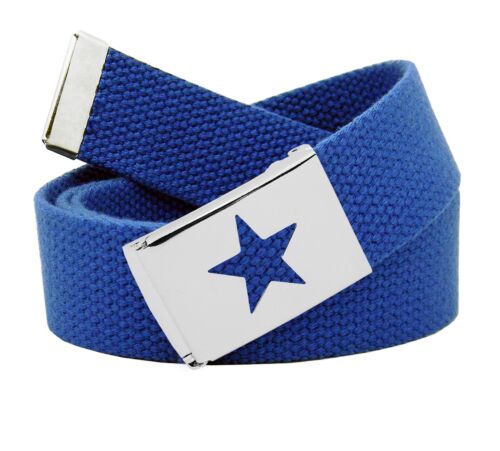 Top abatible plateado Build A Belt para hombre estrella de 1,25" hebilla ancha con cinturón de tela de lona - Imagen 11 de 24