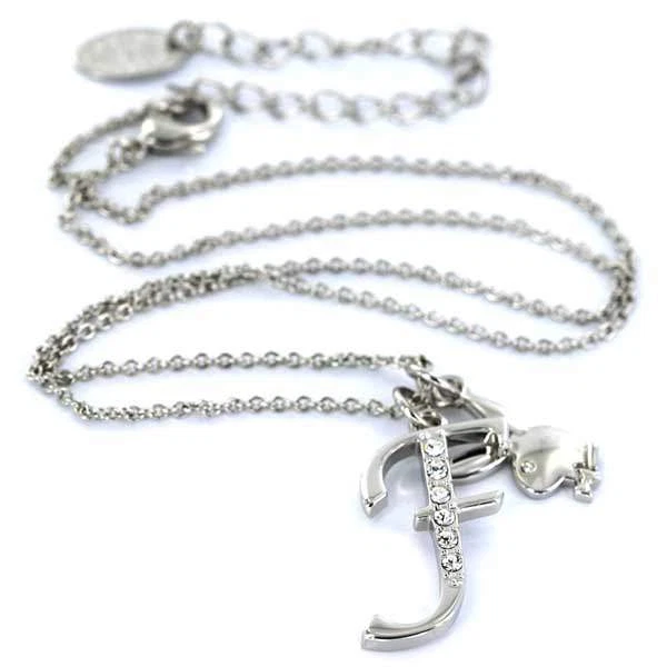 Collar Playboy Plata Colgante Cadena Swarovski Cristal Conejito Dije Letra F y2k Foto 2 de 4