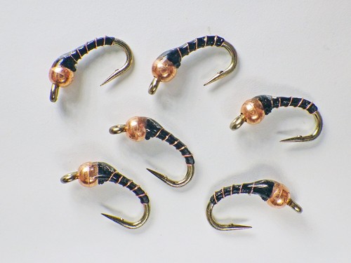 Zebra Midge Tungsten Nymphs Copper Brown - Premium Trout Fly Fishing Flies - Picture 6 of 24