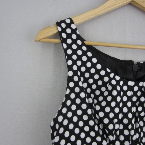 Events Dress Womens 14 Black White Polka Dots Fit Flared Sleeveless Work Event - Picture 2 of 15