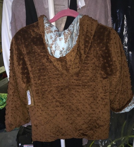 Hannah Kate Brown Minky Dot Chenille Jacket Sz 8 Nwt Reversible - Picture 5 of 8