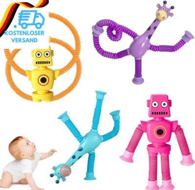 RHQFDM 4 Stück Teleskop Saugnapf Giraffe Roboter Pop Tube Giraffe Roboter Sensor