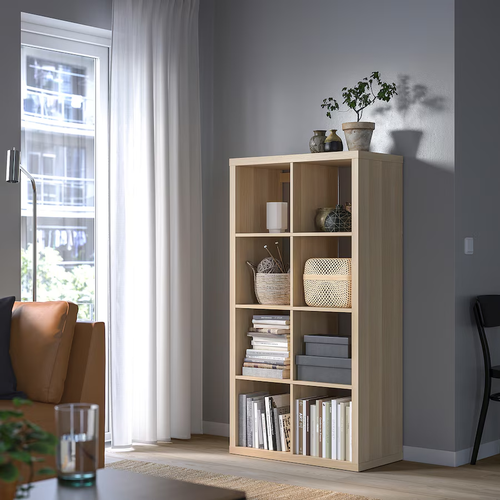 KALLAX Shelving Unit oak effect Modern Storage Bookcase Display Shelf 77x147cm - Picture 2 of 5